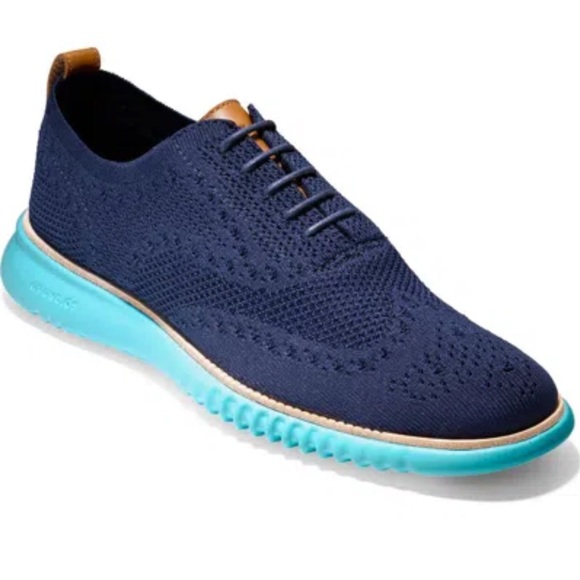 COLE HAAN | 2.ZERØGRAND Stitchlite Water Resistant Wingtip - Stormy Weather/Blue - Picture 1 of 5